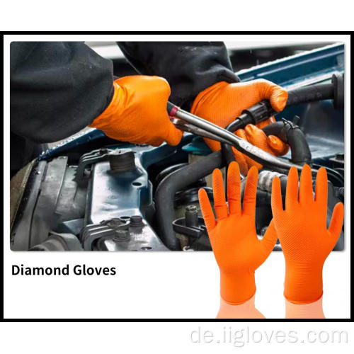 Orange schwarze Diamantarbeit Handschuhe